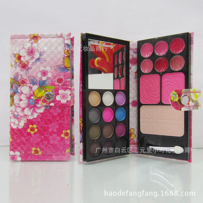 8814D-15亮面富貴花 新款流行皮質 眼影 口紅彩妝組合 化妝品批發 圖片_高清大圖 